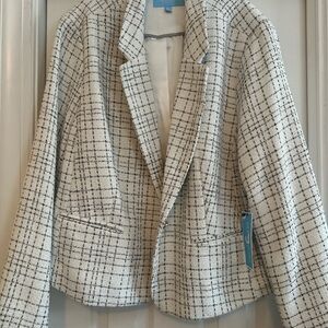 Draper James Black and White Plaid Blazer